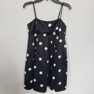 Forever-21 Women's S Black & White Satin Polka Dot Baby Doll Dress